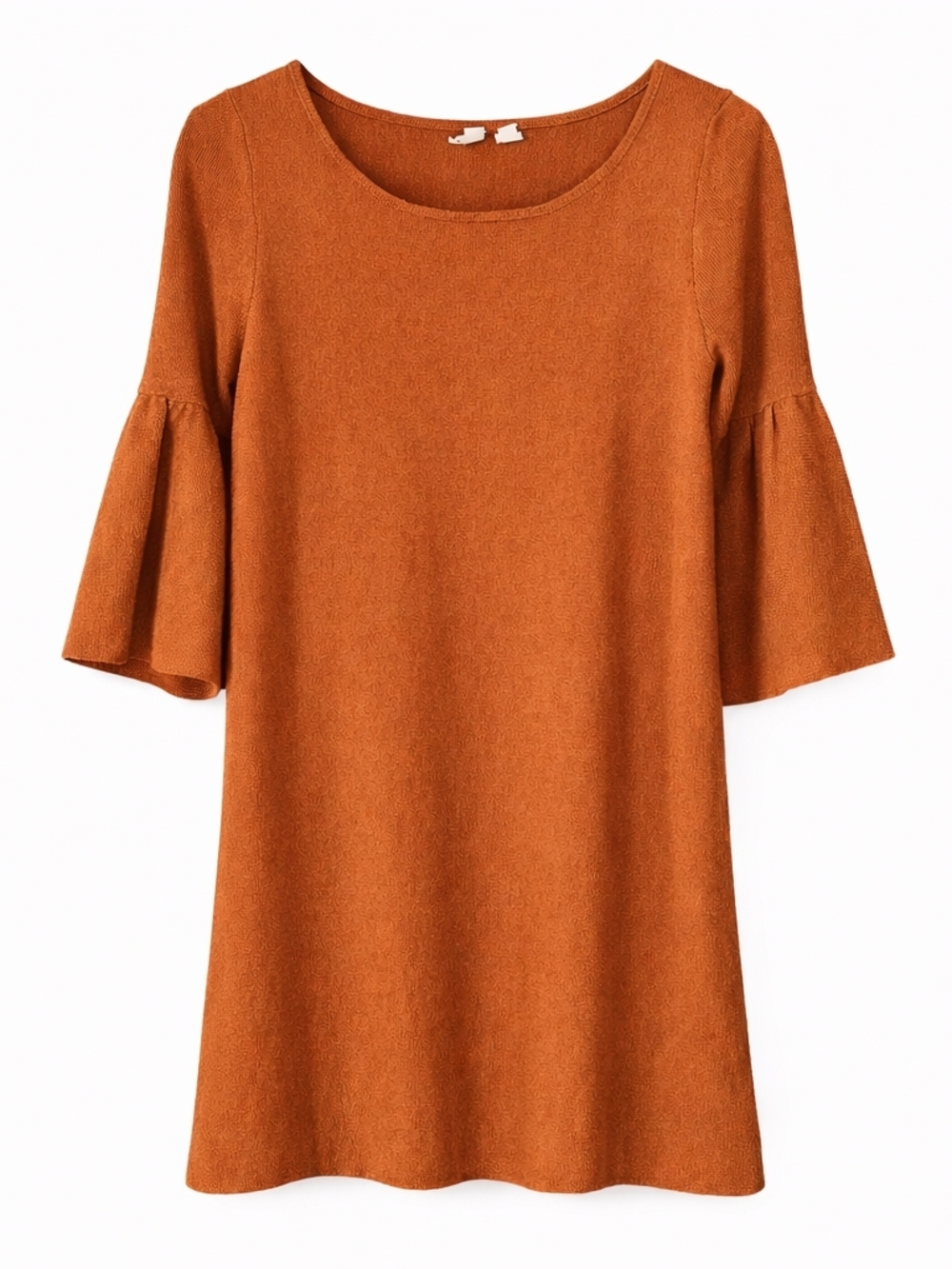 Anthropologie Moth Chester Knit Tunic Dress XS Rust Orange Bell Sleeve Office